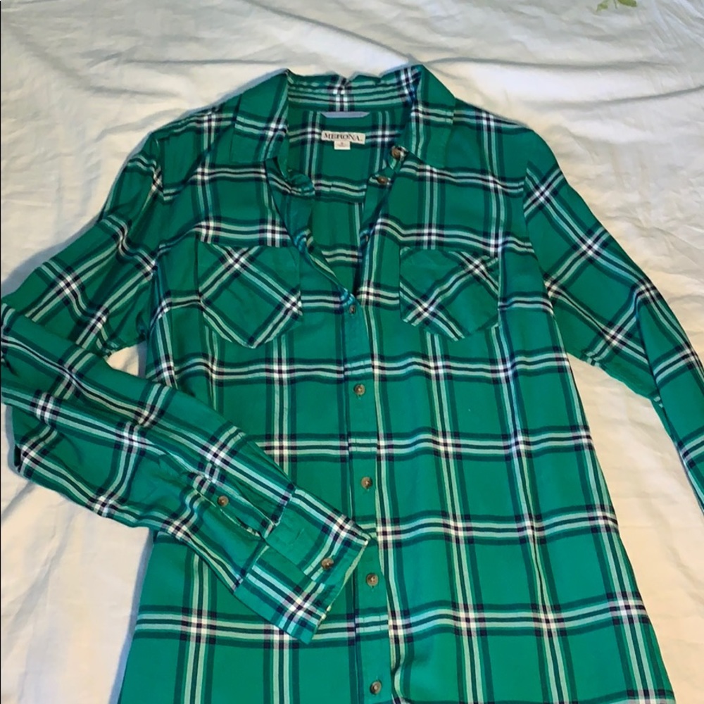 Green plaid tunic.